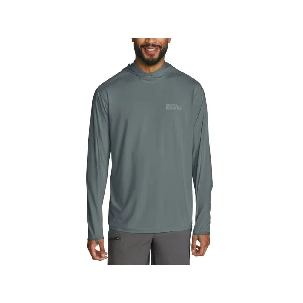 Eddie Bauer Solarfoil Hoodie Men's S Gray Slate Long Sleeve Lightweight